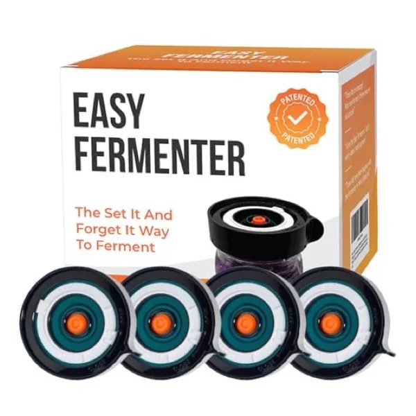 Easy Fermenter Waterless Airlock Lids (Wide Mouth, 4-Pack)